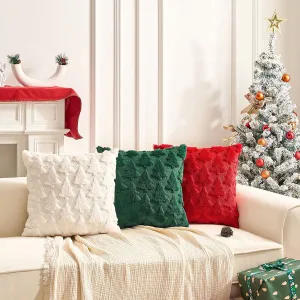 Christmas Tree Plush Pillow Case for Living Room Modern Style 45x45cm