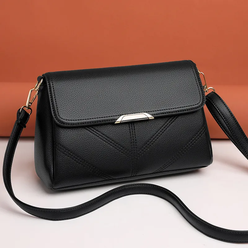Women Casual Solid Color PU Leather Crossbody Bag