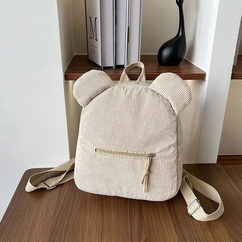 Women Corduroy Casual Simple Backpack