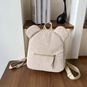 Women Corduroy Casual Simple Backpack