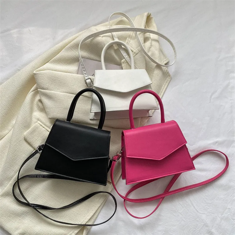 Women Summer Solid Color Flap Crossbody PU Bag