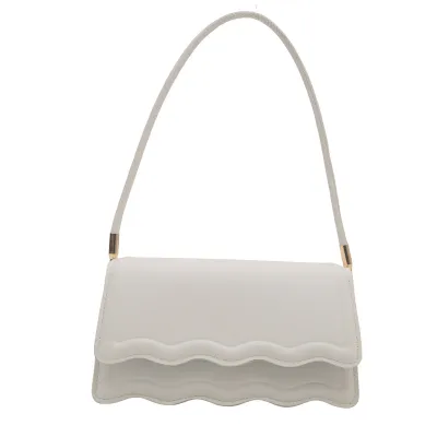 Wave Design Women Candy Color PU Small Square Underarm Bag with Magnetic Buckle