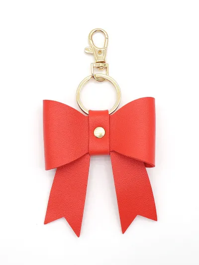 Simple PU Leather Bow Keychain Bag Pendant Sweet Butterfly Insect Ornament