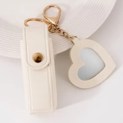 Creative Mirror Coin Purse Key Chain Bag Pendant Leather Modern Art