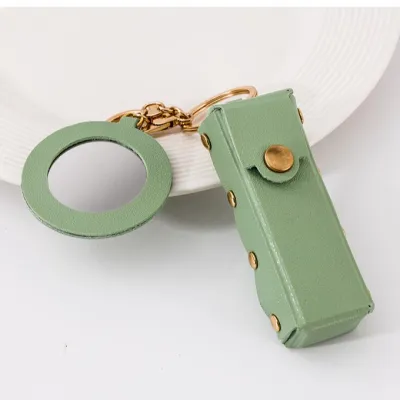Creative Mirror Coin Purse Key Chain Bag Pendant Leather Modern Art
