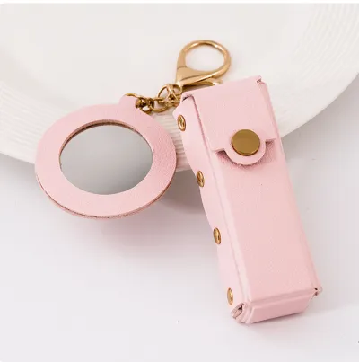 Creative Mirror Coin Purse Key Chain Bag Pendant Leather Modern Art