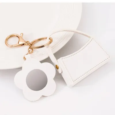 Creative Mirror Coin Purse Key Chain Bag Pendant Leather Modern Art