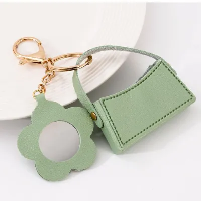 Creative Mirror Coin Purse Key Chain Bag Pendant Leather Modern Art