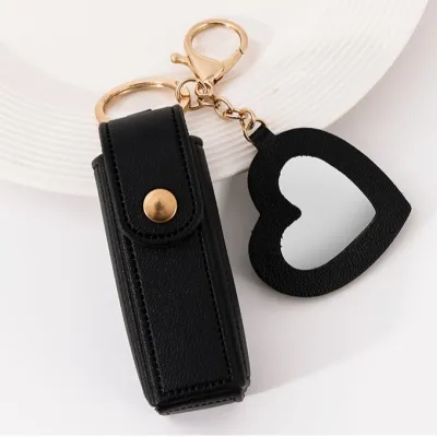 Creative Mirror Coin Purse Key Chain Bag Pendant Leather Modern Art