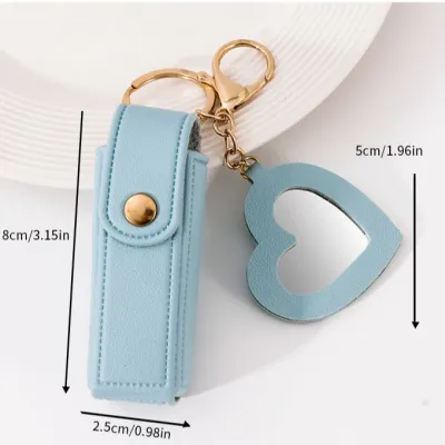Creative Mirror Coin Purse Key Chain Bag Pendant Leather Modern Art