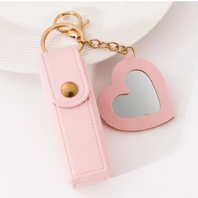 Creative Mirror Coin Purse Key Chain Bag Pendant Leather Modern Art