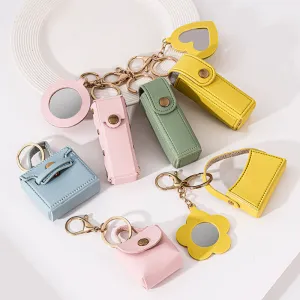 Creative Mirror Coin Purse Key Chain Bag Pendant Leather Modern Art