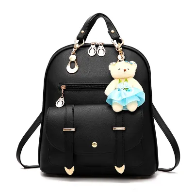 Fashion Women College Style Travel Backpack PU Solid Color Below 20L