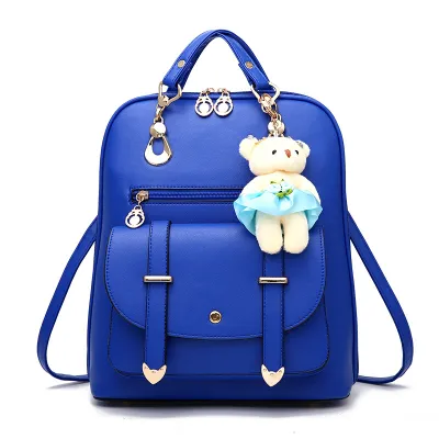 Fashion Women College Style Travel Backpack PU Solid Color Below 20L