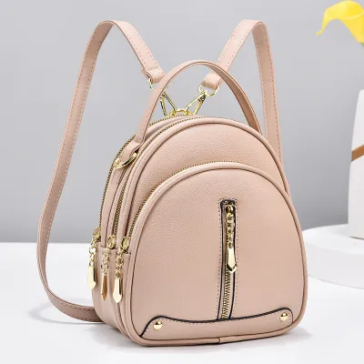 Women Fashion College Style Large Capacity Travel Backpack Fresh And Sweet PU Shell Round