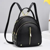 PU Women Casual Zipper Design Solid Color Large Capacity Backpack