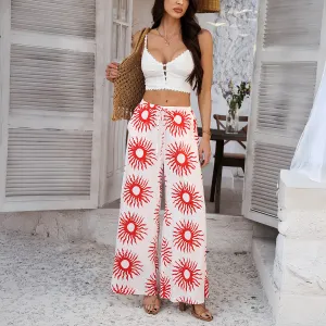 Bohemian Women Casual Printed Vacation Wide Leg Pants