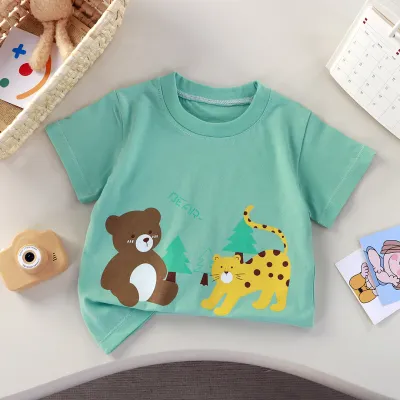 Boy Girl Fashion Casual Cartoon Printed Short-Sleeve T-Shirt