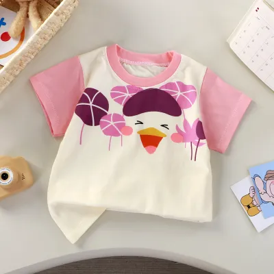 Boy Girl Fashion Casual Cartoon Printed Short-Sleeve T-Shirt