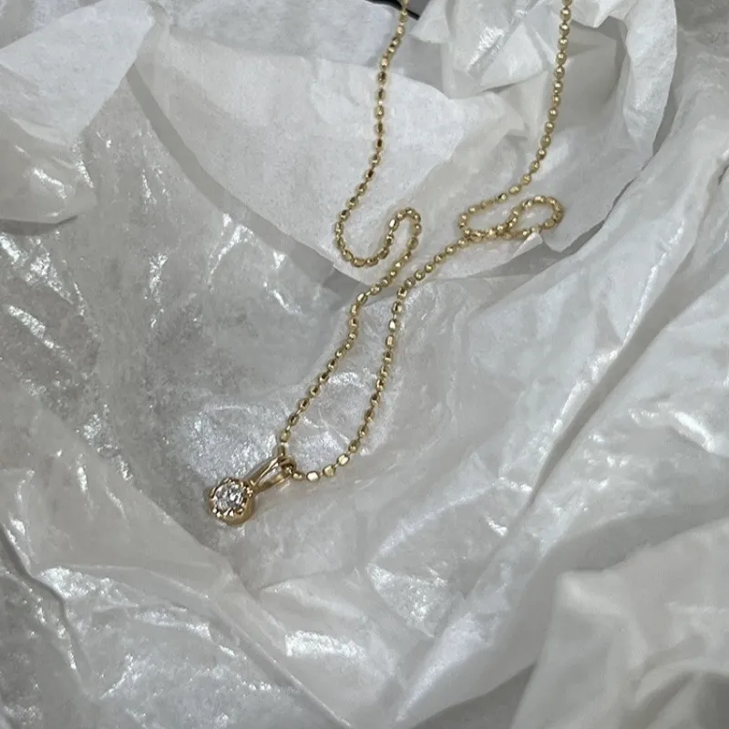Women's Fashion Simple S925 Sterling Silver Plated 14K Gold Zircon Pendant Necklace