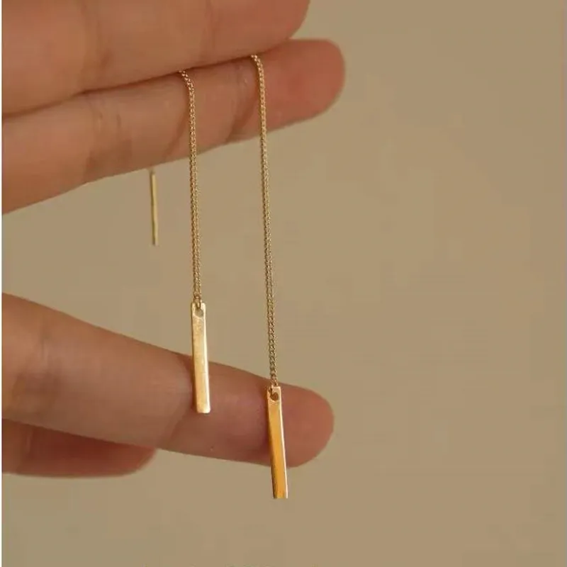 Women Fashion Simple S925 Sterling Silver Tassel Earrings