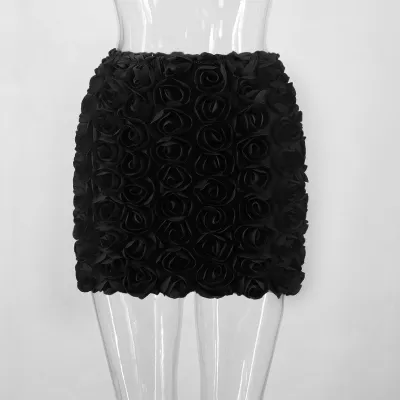Women Fashion Sexy Creative Solid Color Floral Skirt