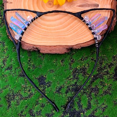 Women Fashion Crystal Cat Ears Handmade Crown Hair Band