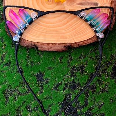 Women Fashion Crystal Cat Ears Handmade Crown Hair Band