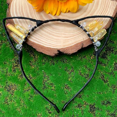 Women Fashion Crystal Cat Ears Handmade Crown Hair Band