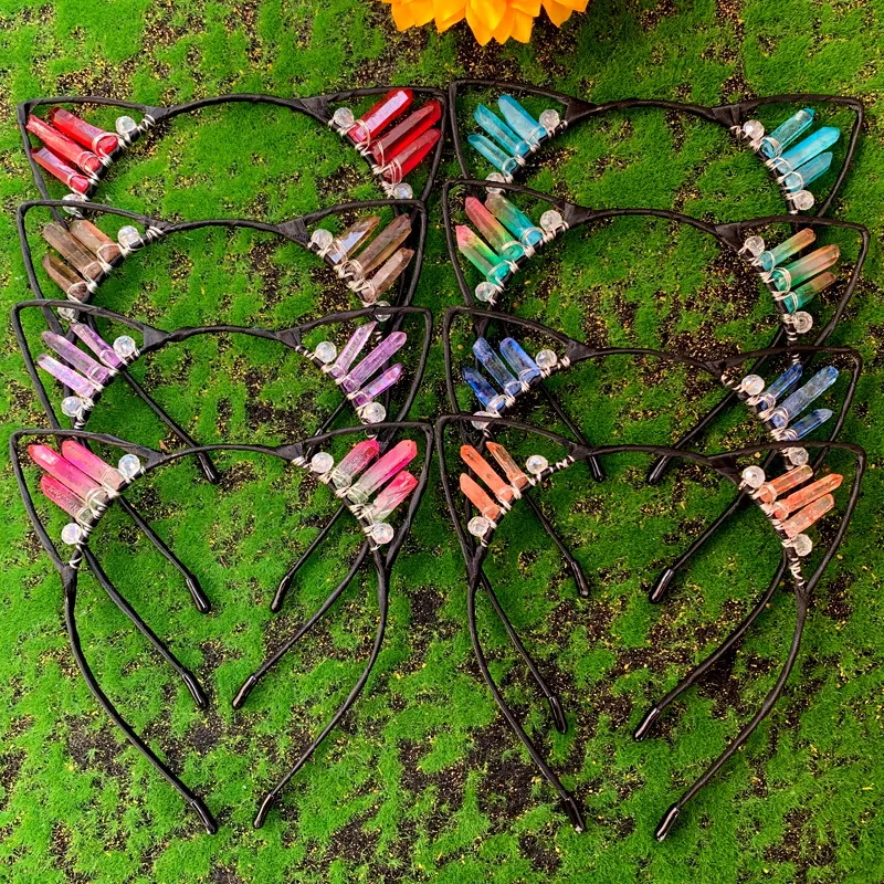Women Fashion Crystal Cat Ears Handmade Crown Hair Band