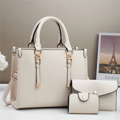 Large Capacity Women PU Tote Bag Handbag Set with Zipper Closure