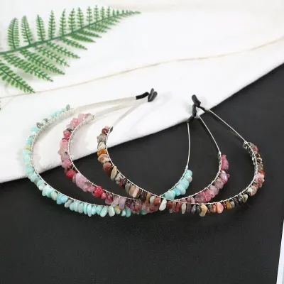 Women's Fashion Natural Stone Crystal Hair Band Geometric Simple