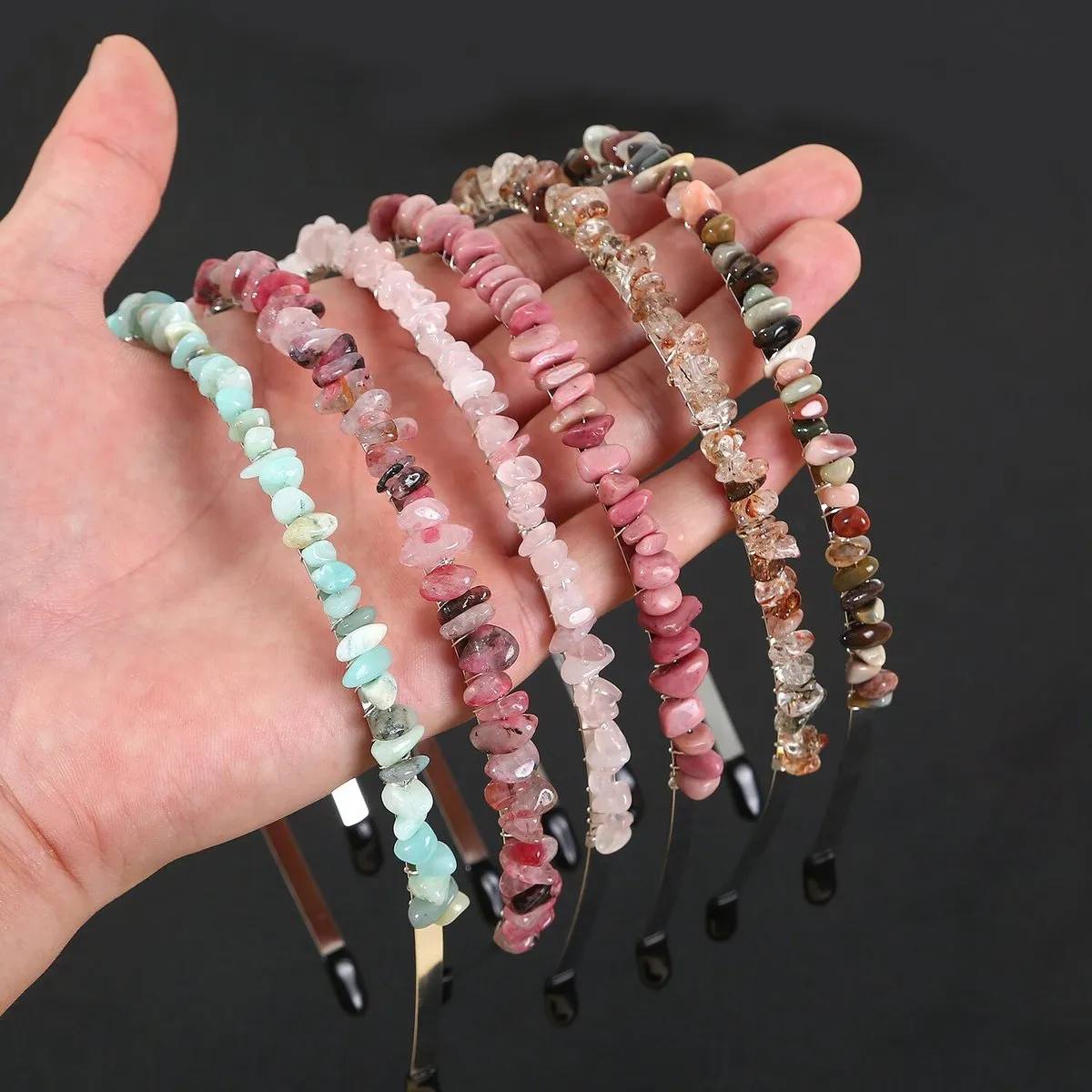 Women's Fashion Natural Stone Crystal Hair Band Geometric Simple