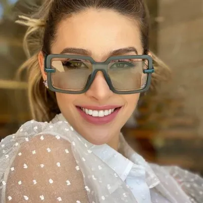 Women Fashion Large Frame Hollow Sunglasses