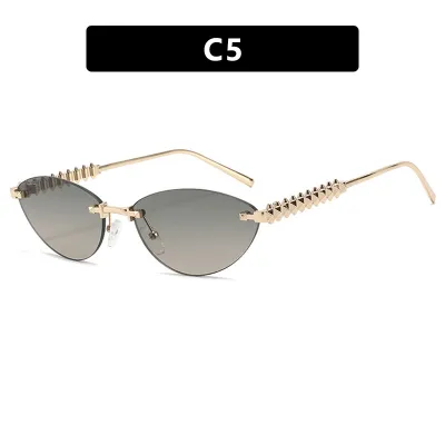 Women Fashion Rivet Triangle Cat Eye Frameless Sunglasses