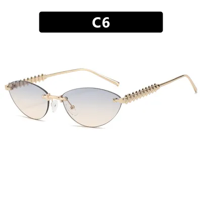 Women Fashion Rivet Triangle Cat Eye Frameless Sunglasses