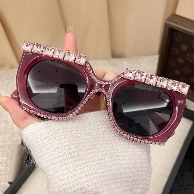 Gafas de sol redondas con diamantes de imitación para mujer