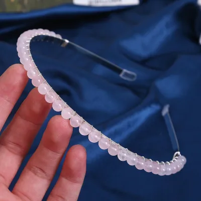 Women Fashion 6mm Natural Stone Crystal Hand-Wound Hair Band