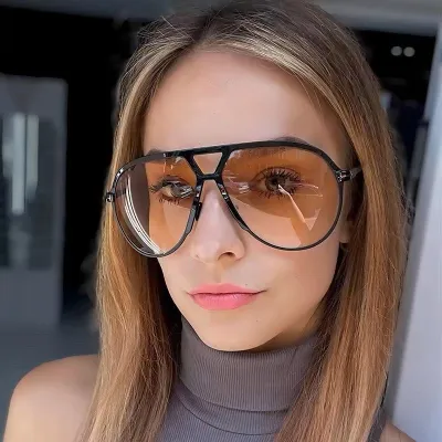 Women Fashion Oval Big Frame Sunglasses