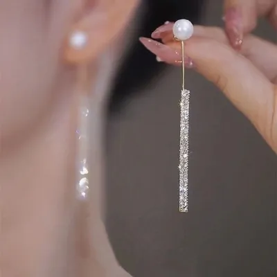 Rhinestone Pearl Bow Earrings Fashion Jewelry