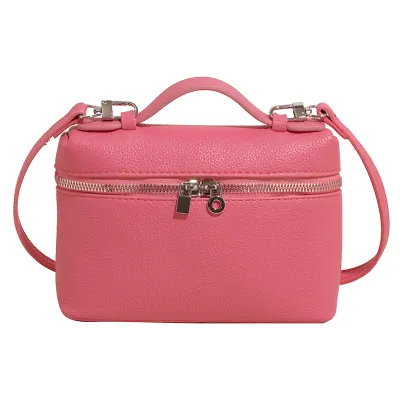 Women Solid Color Zipper Crossbody Box Bag PU
