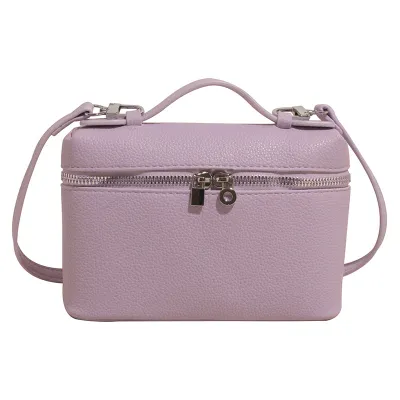 Women Solid Color Zipper Crossbody Box Bag PU