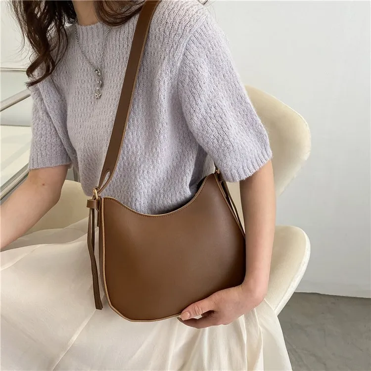 Women Fashion Summer Solid Color PU Shoulder Bag Urban Simplicity