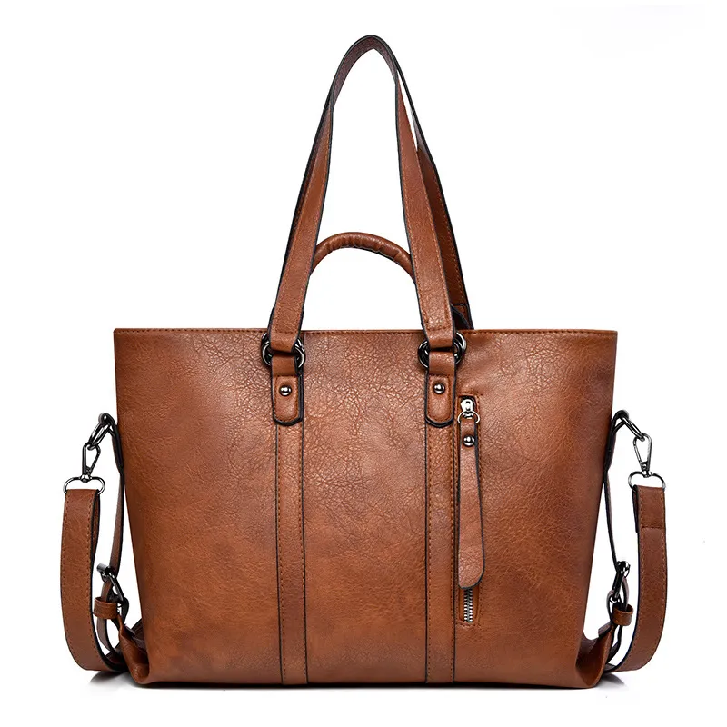 Large Capacity Retro Tote Women PU Leather Bag