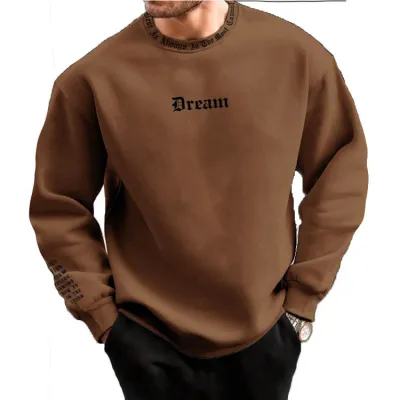 Men's Fashion Solid Color 3d Printed Long-Sleeve Loose Sweatshirt