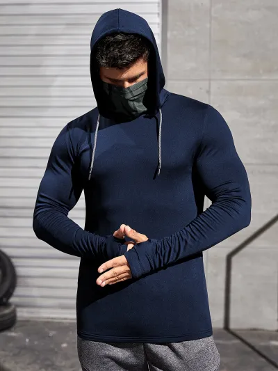 Men Fashion Casual Solid Color Long Sleeve Breathable Hoodies
