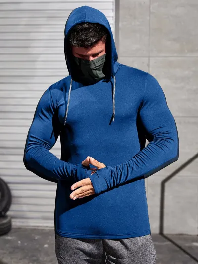 Men Fashion Casual Solid Color Long Sleeve Breathable Hoodies
