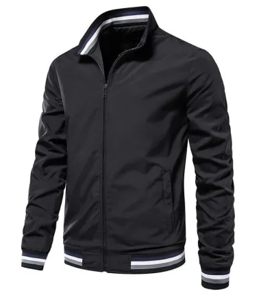 Men Casual Autumn Winter Stand Collar Zipper Long Sleeve Cardigan Coat