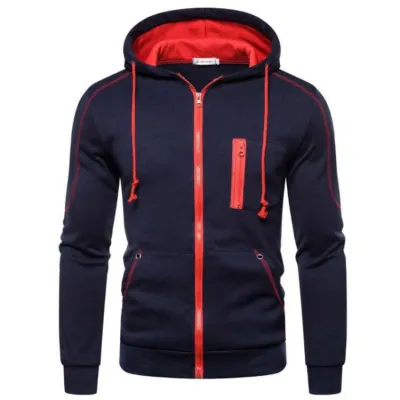 Men Fashion Casual Autumn Winter Long Sleeve Zipper Hoodies