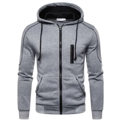 Men Fashion Casual Autumn Winter Long Sleeve Zipper Hoodies